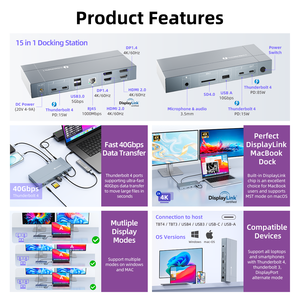 แท่นเชื่อมต่อ Thunderbolt <span class=keywords><strong>4</strong></span> และ Displaylink USB ความเร็วสูงพิเศษ 40Gbps สำหรับระบบ <span class=keywords><strong>Mac</strong></span> <span class=keywords><strong>OS</strong></span> และ Windows - Product Image 2