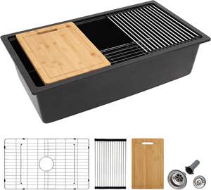 Wastafel dapur komposit granit mangkuk tunggal 31 "wastafel dapur kuarsa stasiun kerja - Product Image 2