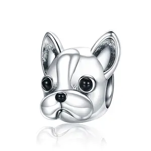 New 925 Sterling Silver French Bulldog Animal Beads for Women Charm Bracelets Jewelry Making
