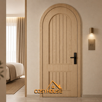 Porte intérieure moderne en bois massif à arche, design de porte en bois à dessus rond personnalisé pour la maison, la chambre à coucher, la salle de bain, l'entrée