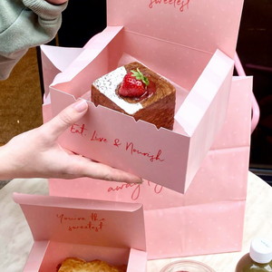 Logotipo personalizado Eco Friend Impresión <span class=keywords><strong>de</strong></span> grado alimenticio Tarta <span class=keywords><strong>de</strong></span> fresa y Mille-Feuille Loaf Cakes Box - Product Image 1