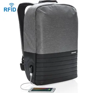 Custom RFID Faraday Bag Signal Blocking Shielding Business Holder Anti-Theft 15" School Laptop Backpack with USB Charging Port