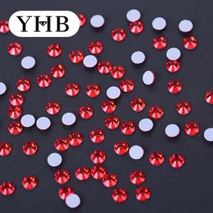 חדש עיצוב Yhb Mc אדום קריסטל Flatback Rhinestones מכונת חיתוך עגול תיקון חם Rhinestones נייל אמנות קריסטל