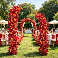 Arche en fer forgé avec fleurs artificielles pour mariage, accessoire extérieur romantique, durable, écologique, taille et couleur personnalisables, fournitures de fête