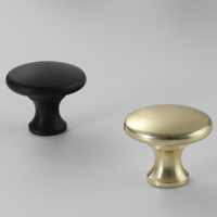 Poignées de meuble en aluminium massif, forme champignon, finition noir mat et or brossé, à trou unique, rondes, pour tiroirs et armoires, quincaillerie de meuble