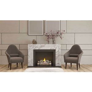 Chimenea de mármol blanco, chimenea decorativa independiente para interiores, chimenea tallada a mano, marco de chimenea elegante - Product Image 6