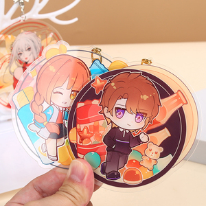 Custom Acrylic <b>Anime</b> Cartoon Pattern Double-Sided Transparent Couple Photo <b>Keychain</b> UV Printing Fashion Trend High Quality - Product Image 2