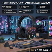 Casque de jeu sans fil supra-auriculaire en cuir OEM ODM avec annulation active du bruit et son surround 7.1