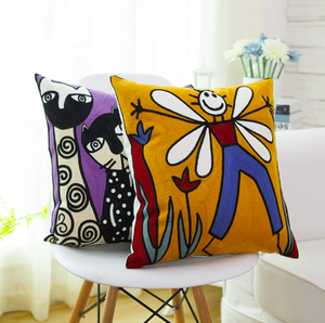 Funda de cojín con bordado de arte <span class=keywords><strong>Picasso</strong></span>, técnica de costura marroquí elegante personalizable al por mayor, diseño cuadrado geométrico para - Product Image 2