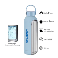 Impression en caoutchouc Sport 500ml Flacons sous vide classiques Gobelets en acier inoxydable Tasses avec couvercle Flacon isolé Bouteilles d'eau