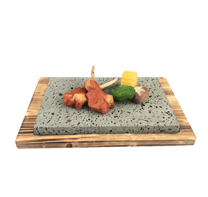 Parrilla <span class=keywords><strong>de</strong></span> roca volcánica granito natural Lava <span class=keywords><strong>piedra</strong></span> <span class=keywords><strong>de</strong></span> cocina bistec <span class=keywords><strong>piedra</strong></span> caliente parrilla asadora plato con bandeja - Product Image 1
