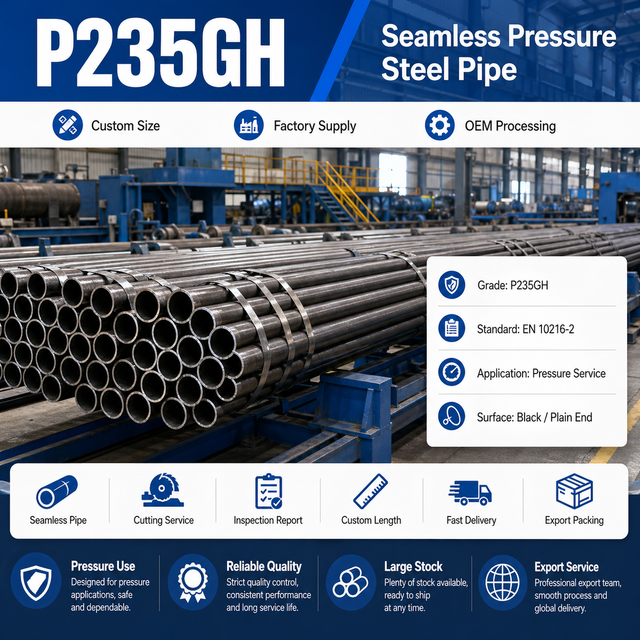 P235GH EN 10216-2 Seamless Pressure Steel Pipe Factory Supply