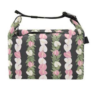 Sac isotherme pour déjeuner style Hawaï, imprimé personnalisé, sac de rangement alimentaire réutilisable, motif Anthurium rose et blanc avec boucle - Product Image 2