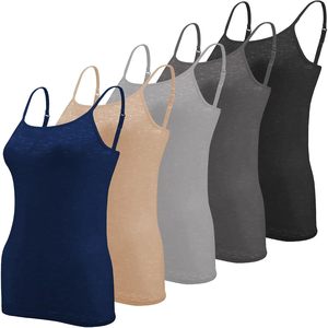 Women's Camisole Tank <b>Top</b> 5 Pack Adjustable Spaghetti Strap Breathable Multi Color Seamless Underwear For Everyday Wear - Product Image 1