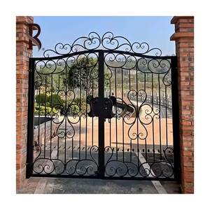 Puertas de aluminio ascendentes de estilo francés, Puertas Eléctricas de jardín con diseño de parrilla para Villa, patio, uso exterior, puerta corredera - Product Image 4