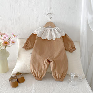 Frühling und Herbst niedlichen koreanischen Stil Prinzessin Baby Jumps uit für Baby Mädchen Baumwolle Outfit Langarm Spitze Kragen Stram pler - Product Image 3