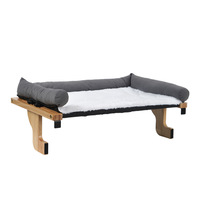 Hamac et perchoir pour chat d'intérieur, lit pour animaux de compagnie avec cadre en bois de taille moyenne à grande