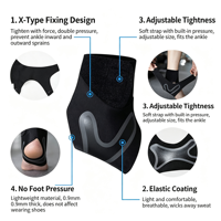 Manchon de soutien de la cheville noir, fin, élastique, respirant et absorbant la transpiration pour la protection sportive