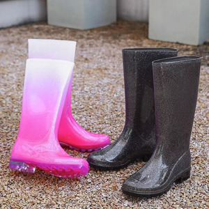 <span class=keywords><strong>Botas</strong></span> Wellington <span class=keywords><strong>Altas</strong></span> para <span class=keywords><strong>Mujer</strong></span>, Color Degradado, Impermeables, Antideslizantes, con Brillo, <span class=keywords><strong>de</strong></span> PVC, para Lluvia - Product Image 5