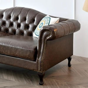 Canapés classiques en cuir salam pour la maison canapé de luxe vintage dernières conceptions d'ensemble de canapés canapé de salon complet - Product Image 5