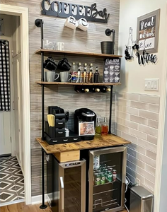Industrial <strong>Desk</strong>, Computer Laptop <strong>Desk</strong> with <strong>Shelves</strong>, Industrial Bookcase <strong>Desk</strong> Wall Mount <strong>Floating</strong> Pipe Table with Storage - Product Image 6