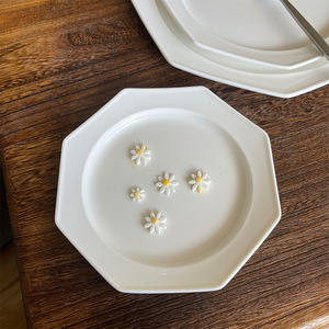 Solhui – assiettes en céramique octogonales blanches pour Restaurant, vente en gros - Product Image 4