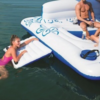 Grande île flottante gonflable pour six personnes, lit gonflable avec auvent pour bain de pieds