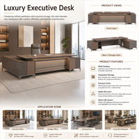 Elegante Scrivania Direzionale Moderna con Pannelli Laterali Scanalati, Grande Tavolo per CEO e Manager, per Ufficio Direzionale e Spazi Aziendali