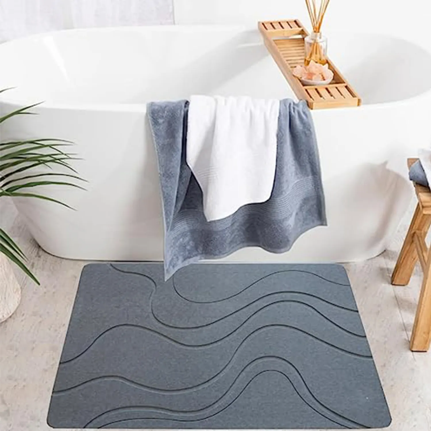 Ultra Fast Drying Engrave Stone Bath Mat Home Decor Diatomate Stone Bathroom Mat