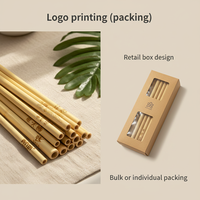 Pailles en bambou réutilisables Bambaw - Écologiques avec brosse de nettoyage et pochette - Lot de 6 - 8,7'' Fabriqué en Chine