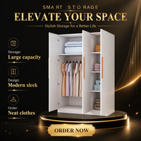 Armoire moderne nordique à 4 portes en bois massif, design autoportant et montage simple pour le rangement des vêtements dans la chambre