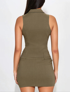 Abiti cargo estivi in cotone ed elastan personalizzati OEM ODM da produttori, abbigliamento mini corto elasticizzato di alta qualità all'ingrosso per donna - Product Image 2