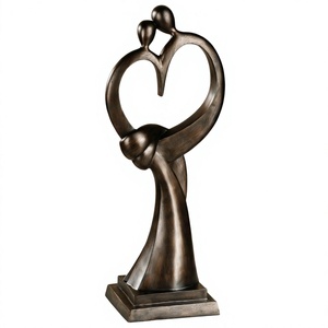 Sculpture d'amour abstraite en bronze, art figuratif contemporain fait main pour la décoration de table, salon, bureau, cadeau, sculpture humaine - Product Image 1