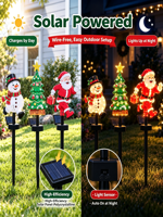 Lampes solaires LED de Noël à brancher dans le sol, panneau solaire haute luminosité IP44 rechargeable pour l'éclairage extérieur du jardin et du paysage