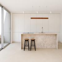 Meubles de cuisine modernes de luxe minimalistes couleur crème, solution de mobilier sur mesure pour toute la maison, pour projets résidentiels