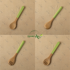 Cuillère à salade en bambou vert écologique de haute qualité, ensemble d'ustensiles, cuillère à salade, fourchette à salade pour hôtel et restaurant - Product Image 6