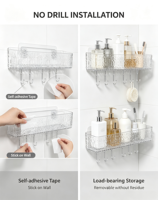 Étagère de rangement murale rectangulaire en PET pour salle de bain, double installation, simple ou double couche, organisateur de douche