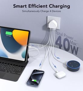 <b>USB</b> C Charger Block 40W 4-Port <b>USB</b> C Fast Charging Dual Port PD Power <b>Adapter</b>+QC Double Wall <b>Plug</b> Multiport Type C Charger - Product Image 3