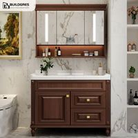 Buildgres-Vanité élégante en bois massif pour salle de bain