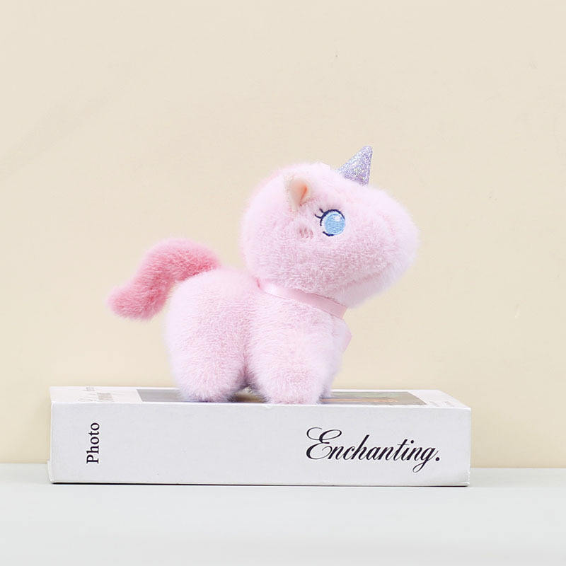 Porte-clés en peluche licorne rose