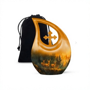 Urna de cremación cruzada con lágrima de ciervo de la mejor calidad para cenizas humanas Hermosa urna funeraria con bolsa de terciopelo gratis - Product Image 1