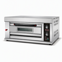 Oven Listrik Komersial Single Deck 2 Tray Stainless Steel dengan Kontrol Suhu Digital untuk Toko Roti