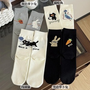Cute Cartoon Women Mid Calf <b>Socks</b> Anime Pattern Breathable <b>Polyester</b> Fashion Autumn Winter Wear - Product Image 4
