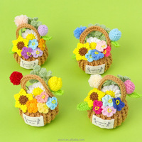 Mini pot de fleurs en crochet fait main, panier à plantes en fil, bouquet, décoration de bureau, cadeau artisanal, vente en gros
