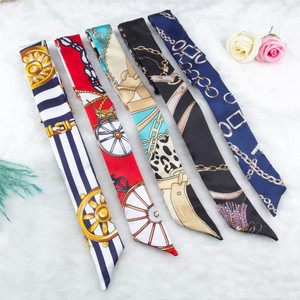 Nouveaux foulards en satin imprimé pour femmes, longs rubans, bandeaux en soie pour dames, petits foulards pour cheveux, nœuds papillon, accessoires pour sacs - Product Image 4