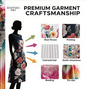 ENA ODM & OEM China Herstellung kunden spezifisches Chiffon-Kleid Digitaldruck Falten Damen Sommerfest Kleid Großhandel - Product Image 4