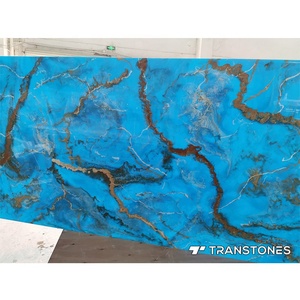 Panneaux muraux en pierre, onyx bleu, prix du marbre, feuille <span class=keywords><strong>de</strong></span> résine acrylique rétroéclairée pour la décoration intérieure, mur en briques - Product Image 3