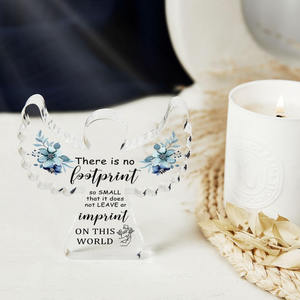 Acrylique Ailes D'ange <span class=keywords><strong>Plaque</strong></span> Commémorative Citation Inspirante Diytree Mère Condoléance Cadeau Jeunesse Deuil Mémorial Décoration - Product Image 4