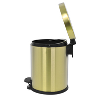 Poubelle à pédale HANGSHAU brevetée série ASIM 5L au design rond classique en laiton brossé doré pour la maison salon salle de bain