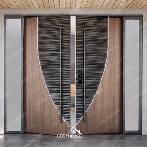 Porte d'Ingresso Moderne a Doppio Design per Casa, Conformi agli Standard Europei, Porte Esterne Residenziali Nere Preassemblate - Product Image 5